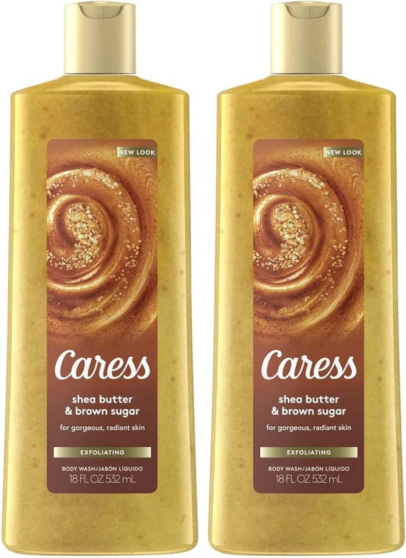 Caress Evenly Gorgeous Exfoliating Body Wash with Shea Butter & Brown Sugar - 18 oz (Pack of 2) - Image 1